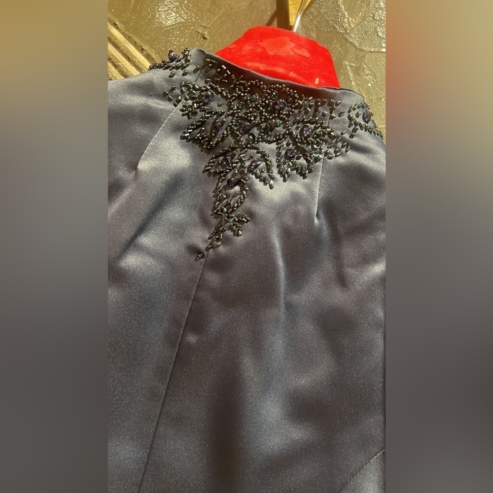 Nwt Alex Evenings Ruffled Navy Gown With Jacket — image 8 of 8